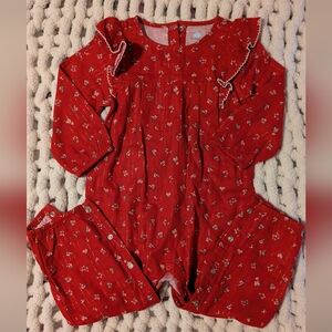 Cloud Island Red Floral Baby Outfit
